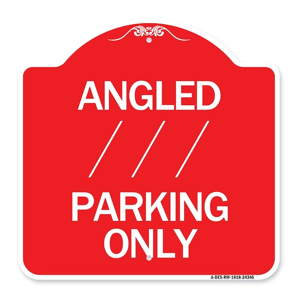 Signmission Angle Parking W/ Bidirectional Arrow 1, Red & White Aluminum Sign, 18" x 18", RW-1818-24346 A-DES-RW-1818-24346 - main